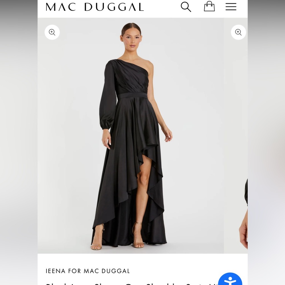 NWT- size 0- mac duggal - Black One-Shoulder high-low  Dress